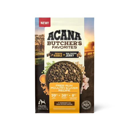 Butcher's Favorites™, Free-Run Poultry & Liver Recipe Dry Dog Food package