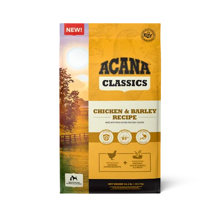 Classics, Chicken and Barley Recipe Dry Dog Food package