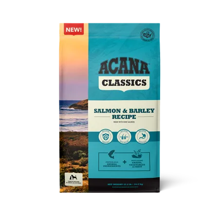 Classics, Salmon and Barley Recipe Dry Dog Food package