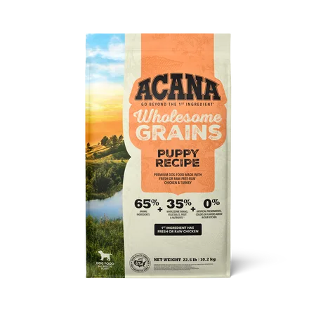 Wholesome Grains, Puppy Recipe Dry Dog Food package