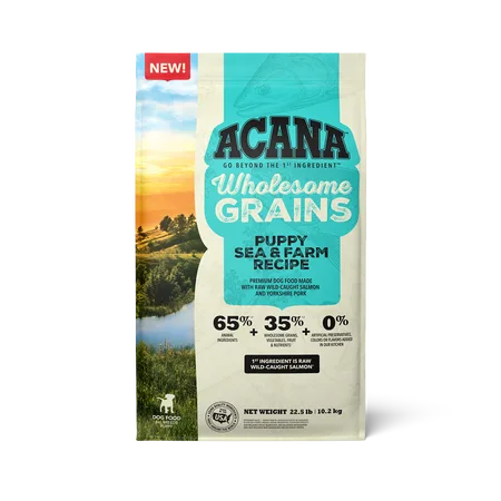 Wholesome Grains, Puppy Sea & Farm Recipe Dry Dog Food package