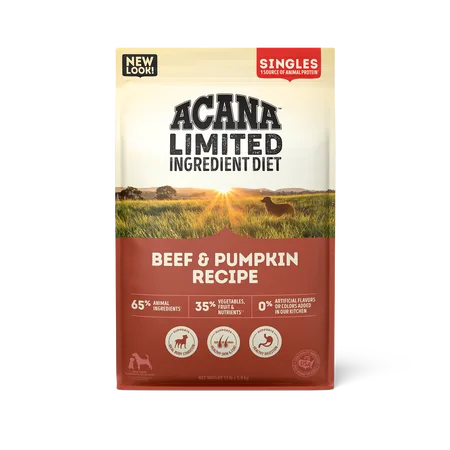 Singles, Beef & Pumpkin Recipe Dry Dog Food package