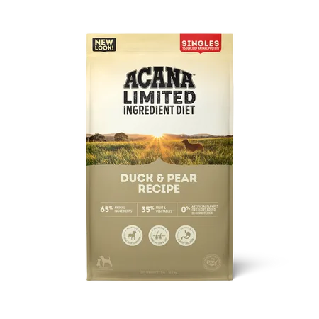 Singles, Duck & Pear Recipe Dry Dog Food package