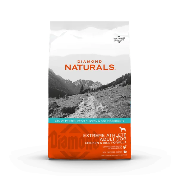 Diamond Naturals EXTREME ATHLETE ADULT DOG CHICKEN & RICE FORMULA package