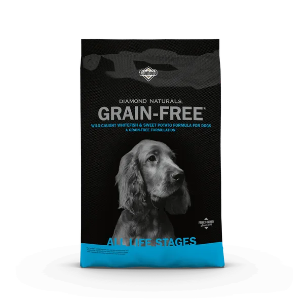 Diamond Naturals Grain-Free WILD-CAUGHT WHITEFISH & SWEET POTATO FORMULA FOR DOGS package