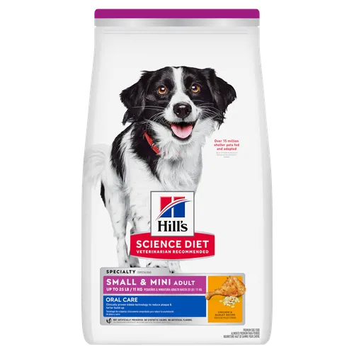 Adult Oral Care Small & Mini Chicken & Barley Recipe Dog Food package