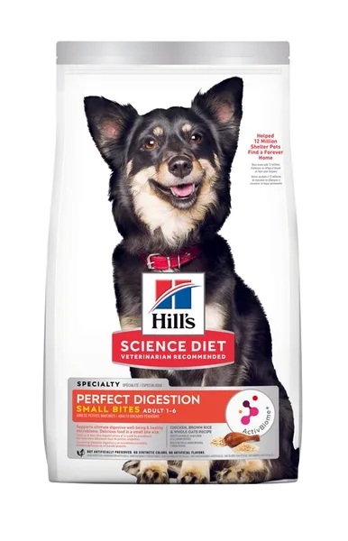 Perfect Digestion Small Bites Chicken, Brown Rice & Whole Oats Recipe Dog Food package