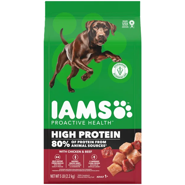 IAMS Proactive Health High Protein Dry Dog Food With Chicken & Beef package