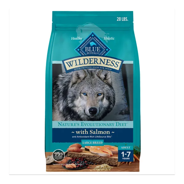 Blue Buffalo Wilderness High Protein, Salmon Large Breed Adult Dry Dog Food package