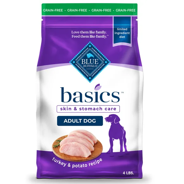 Blue Buffalo Basics Skin & Stomach Care, Turkey & Potato Dry Dog Food, Grain Free & Chicken Free package