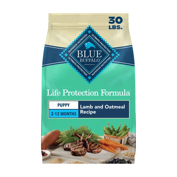 Blue Buffalo Life Protection Formula Lamb & Oatmeal Puppy Dry Food with DHA and ARA package