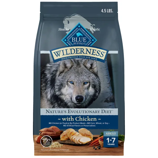 Blue Buffalo Wilderness High Protein, Chicken with Wholesome Grains Adult Dry Dog Food package