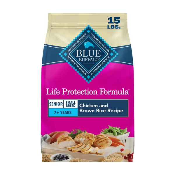 Blue Buffalo Life Protection Formula Small Breed Chicken & Brown Rice Senior Dry Dog Food package