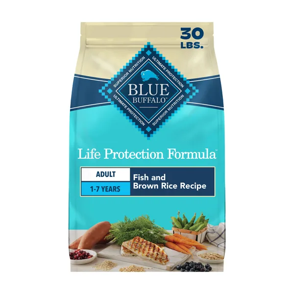 Blue Buffalo Life Protection Formula Fish & Brown Rice Adult Dry Dog Food package