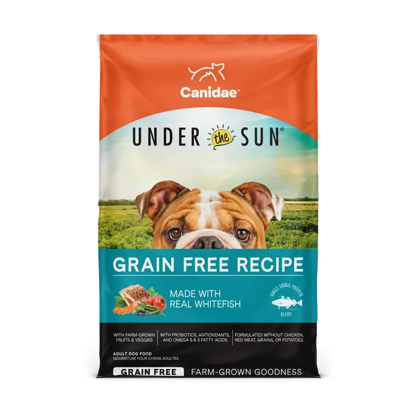 Under the Sun Dry Dog Food: Grain Free Whitefish Recipe package