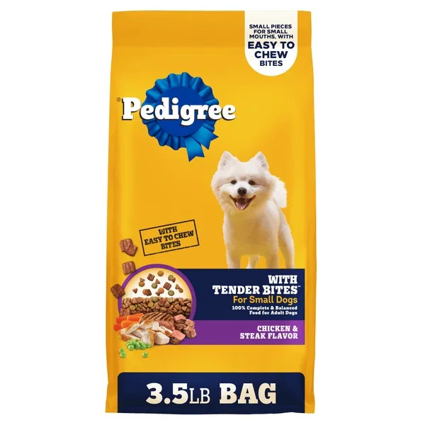 Small Dog Dry Food with TENDER BITES, Chicken & Steak package