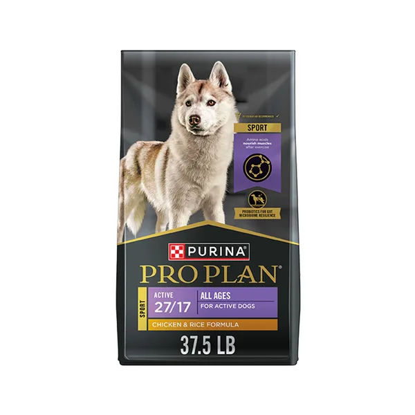 Purina Pro Plan Active, High Protein Dry Dog Food, Sport 27/17 Chicken and Rice Formula package