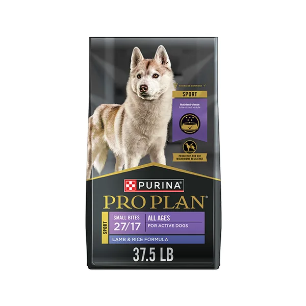 Purina Pro Plan High Protein Dry Dog Food, Small Bites, Sport 27/17 Lamb and Rice Formula package