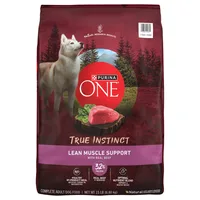 Purina ONE True Instinct Lean Muscle Support Beef Adult Dry Dog Food package