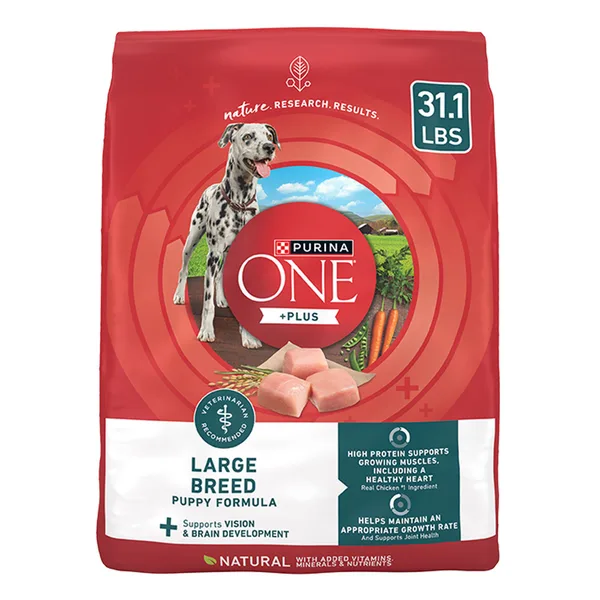 Purina ONE +Plus Large Breed Puppy Dry Dog Food - Natural, Chicken package