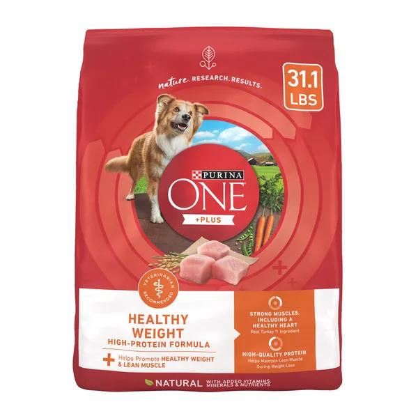 Purina ONE+ Plus Healthy Weight Dry Dog Food - High Protein, Turkey package