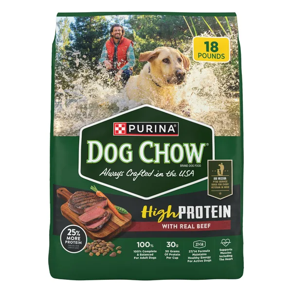 Purina Dog Chow High Protein Beef Dog Food package