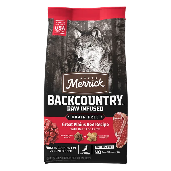 Backcountry Raw Infused Great Plains Red Recipe Grain Free Dry Dog Food package