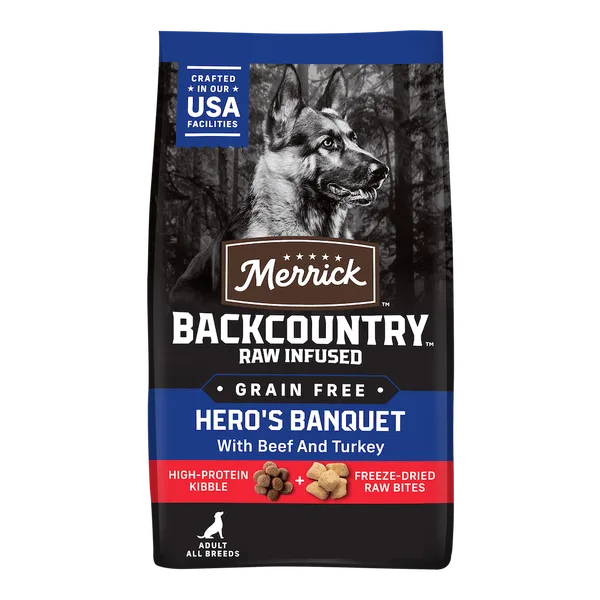 Backcountry Raw Infused Hero's Banquet Recipe Grain Free Dry Dog Food package