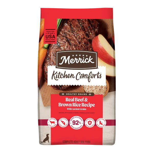Kitchen Comforts Real Beef & Brown Rice Dry Dog Food package