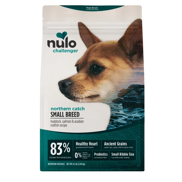 Challenger Small Breed Organic Ancient Grains Haddock, Salmon & Acadian Redfish Recipe for Dogs package