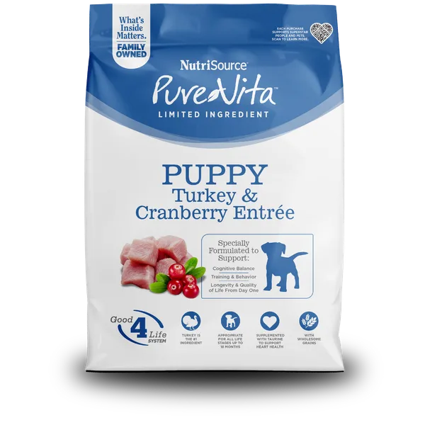 Pure Vita Puppy Turkey & Cranberry Entrée package