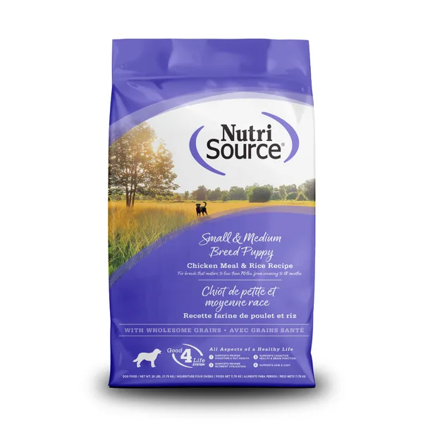 Small & Medium Breed Chicken & Rice Puppy Dog Food package