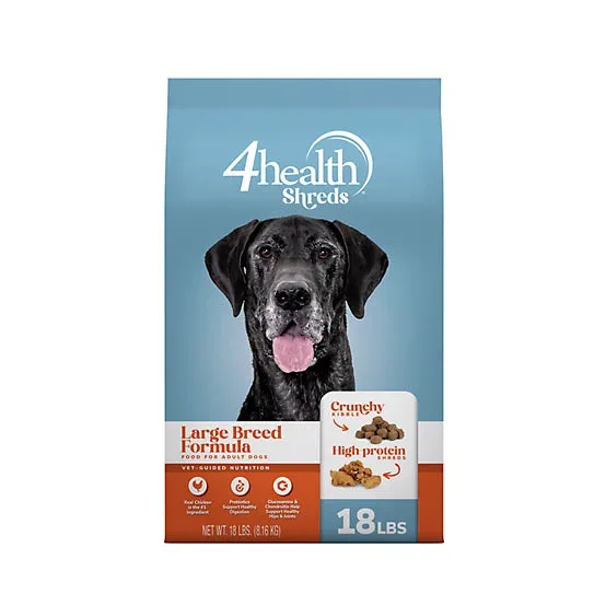 4health Shreds Large Breed Adult Chicken Formula Dry Dog Food package