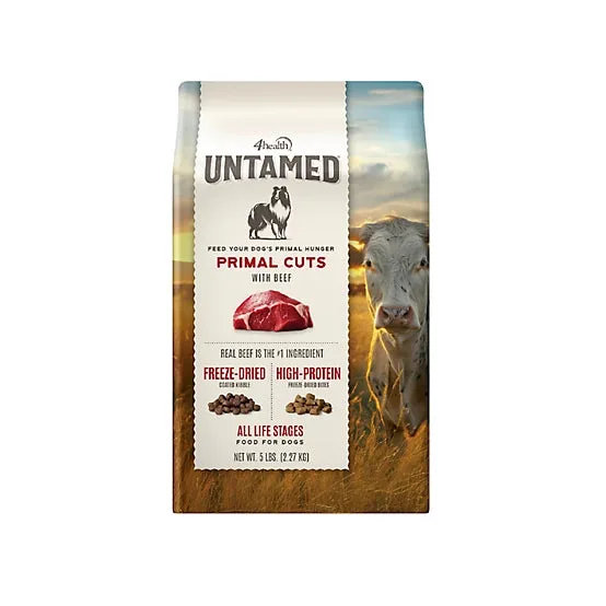 4health Untamed All Life Stages Primal Cuts with Beef Recipe Dry Dog Food package