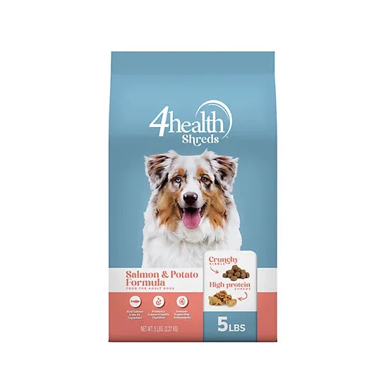 4health Shreds Adult High Protein Salmon/Potato Formula Dry Dog Food package