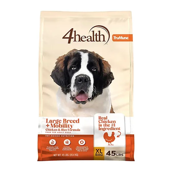 4health with Wholesome Grains Large Breed and Mobility Adult Chicken and Rice Formula Dry Dog Food package