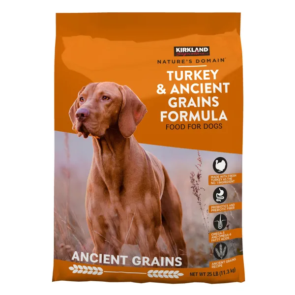 Kirkland Signature Nature's Domain Turkey and Ancient Grains Dog Food package