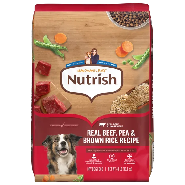 Rachael Ray® Nutrish™ Adult Dry Dog Food Real Beef, Pea & Brown Rice Recipe package
