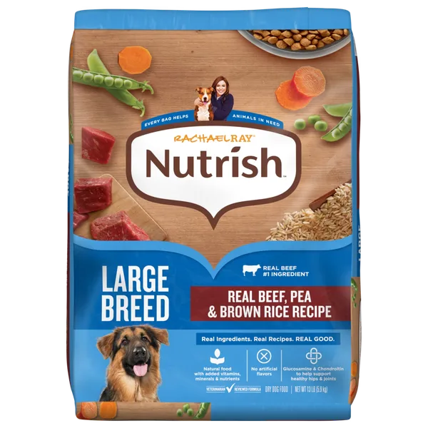 Rachael Ray® Nutrish™ Dry Dog Food Large Breed Real Beef, Pea & Brown Rice Recipe package