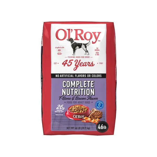 Ol' Roy Complete Nutrition T-Bone and Bacon Flavor Dry Dog Food package