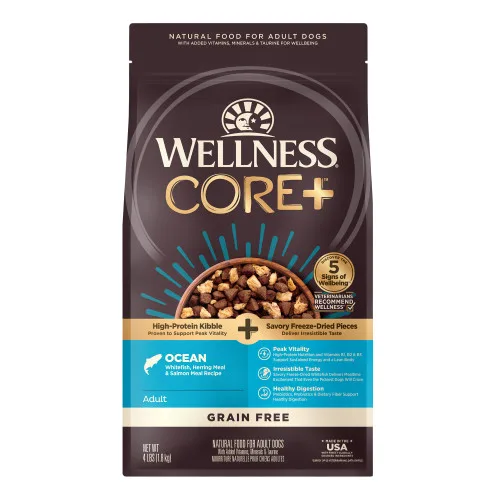 CORE+ Grain Free Ocean Whitefish, Herring Meal & Salmon Meal package